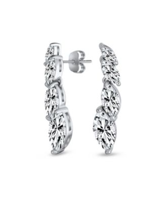 Classic Marquise Leaf CZ Statement V Necklace Chandelier Earrings Jewelry Set