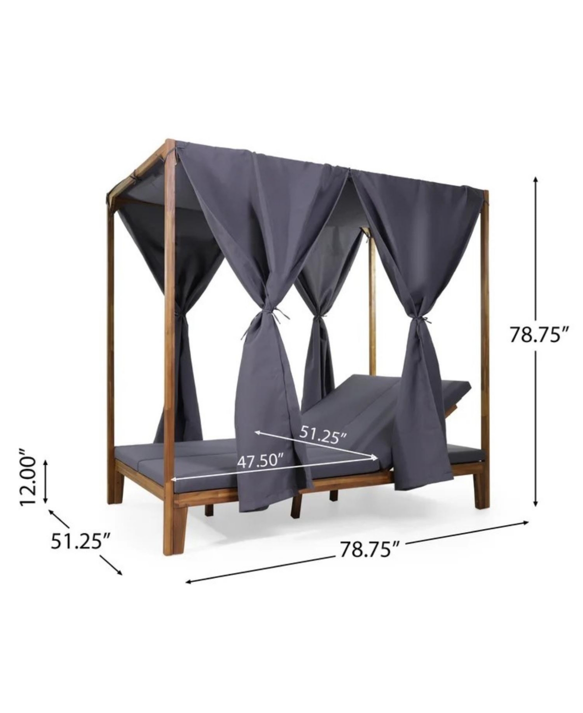 Streamdale Furniture Kenzie Outdoor Daybed With Adjustable Lounges And Curtains