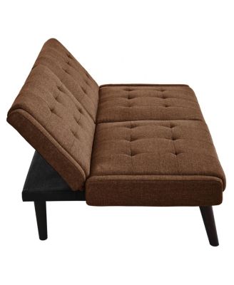 Streamdale Convertible Futon Sofa Bed, 63" Sleeper Couch with Adjustable Backrest, Brown