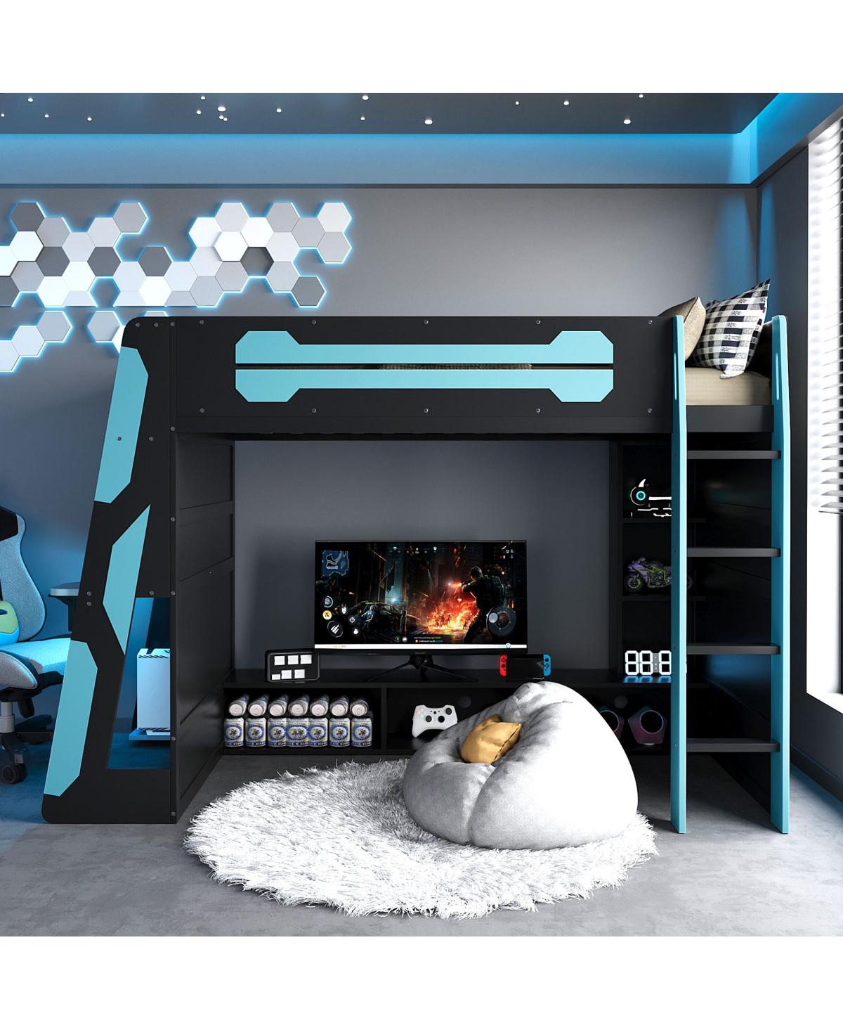 Streamdale Furniture Twin Wood Loft Bed with Desk