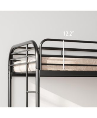 Metal Twin Over Twin Bunk Bed with 2 Ladders, Black