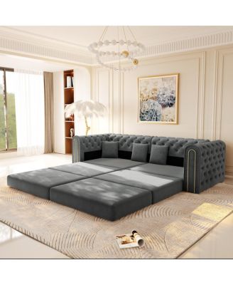 90.6" 3-in-1 Convertible Sleeper Sofa with Ottoman