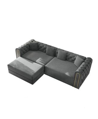 90.6" 3-in-1 Convertible Sleeper Sofa with Ottoman