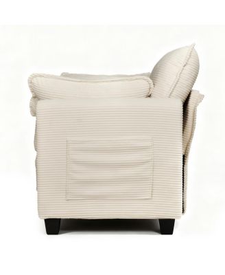  2-in-1 Convertible Corduroy Sofa Bed, 2-Seater Loveseat Sleeper with Storage