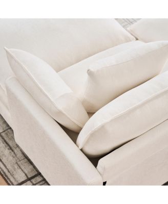  U-shaped modular sectional sofa with 2 ottomans, 4 cushions, 2 pillows. Beige