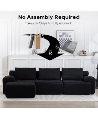 L-Shaped Sectional Couch with Memory Foam & Steel Frame - Convertible Sofa Bed