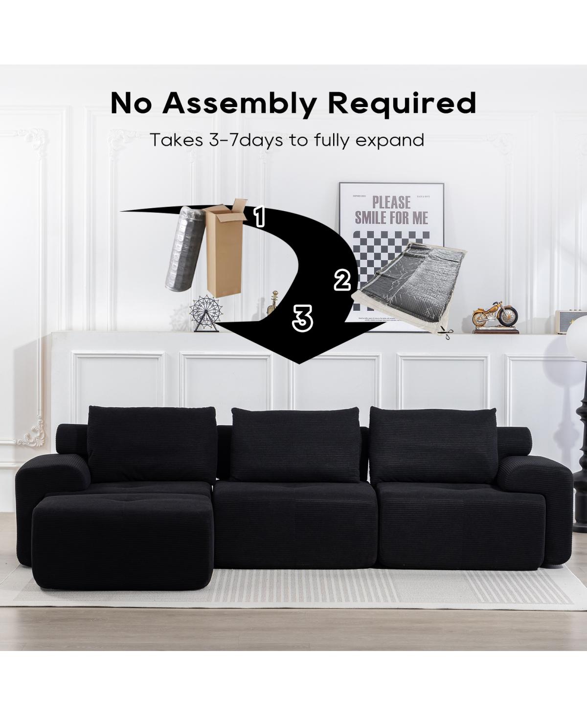 Streamdale Furniture L-Shaped Sectional Couch with Memory Foam & Steel Frame - Convertible Sofa Bed