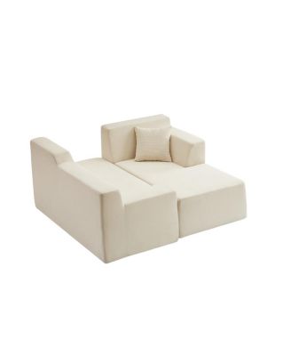  Modern minimalist L-shaped corduroy high back sofa