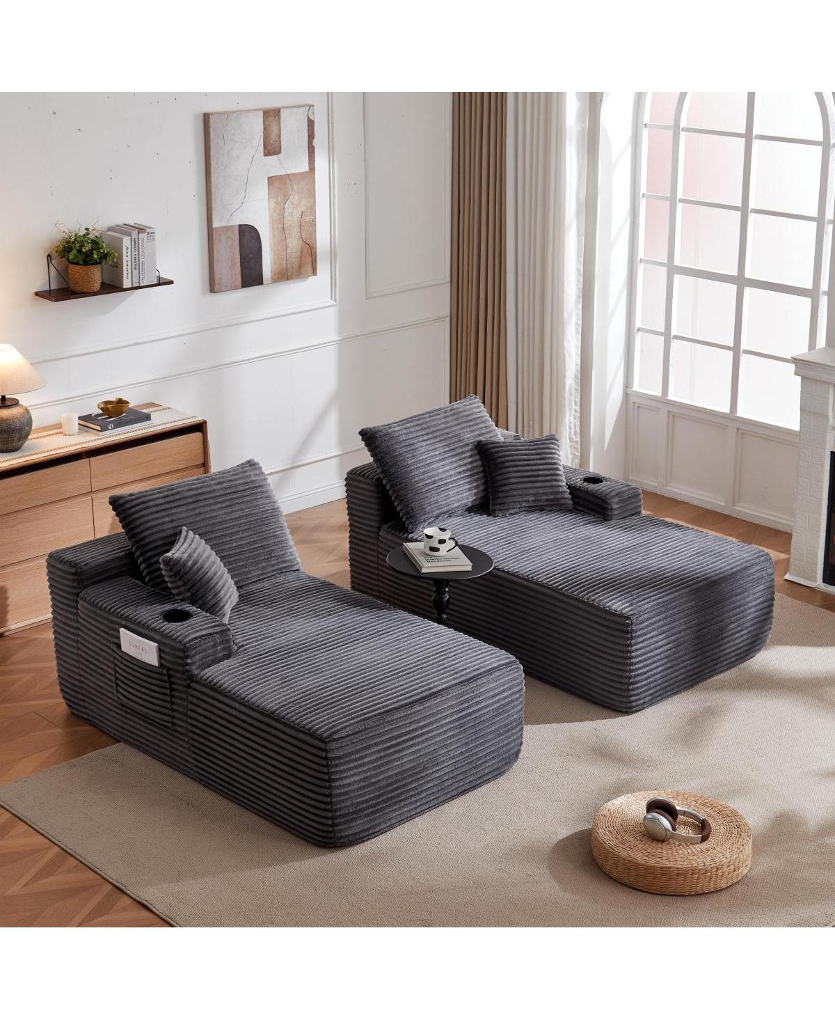 Streamdale Furniture 69" Cloud Sectional Couch, L-Shape & R-Shape Chaise, Deep Seat, Gray Plush Fabric