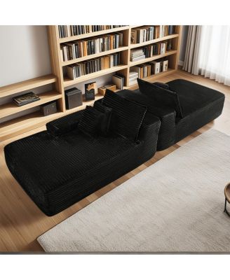  81" Cloud Sectional Couch, L-Shape Chaise with Deep Seat, Black