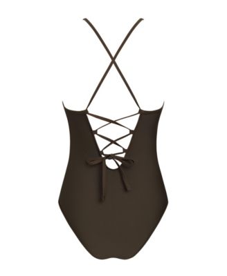 Women's Textured V-Neck Cutout One-Piece Swimsuit