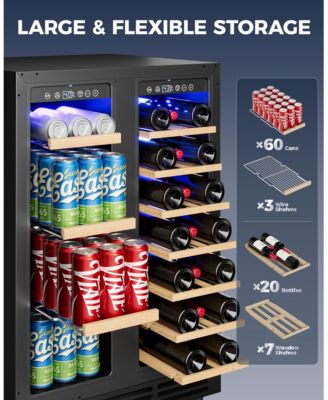 24-in 21Bottles/88cans Black Built-in/Freestanding Indoor Beverage Refrigerator with Glass Door