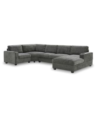 U-Shaped Sectional Sofa, 6 Seat Chenille Corner Couch with Cup Holders & Chaise