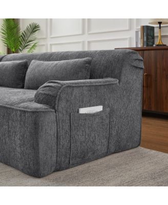  Chenille L-Shape Luxury Sectional Oversized Sofa, Minimalist Design, Comfy Sleeper Couch