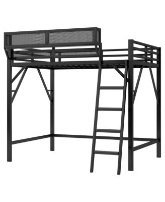 Loft Bed with Ladder and Storage Shelves