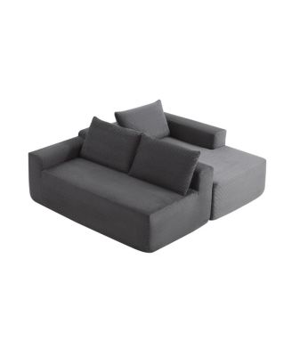  105.7" Gray Corduroy U-Shaped Cloud Sectional Couch with Chaise, Deep Seat