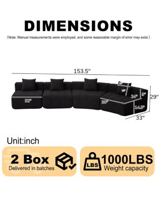  Chenille Curved Sectional Sofa with 4 Pillows