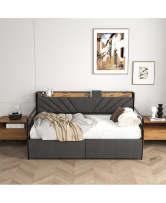 Twin Daybed with Drawers and Charging Station