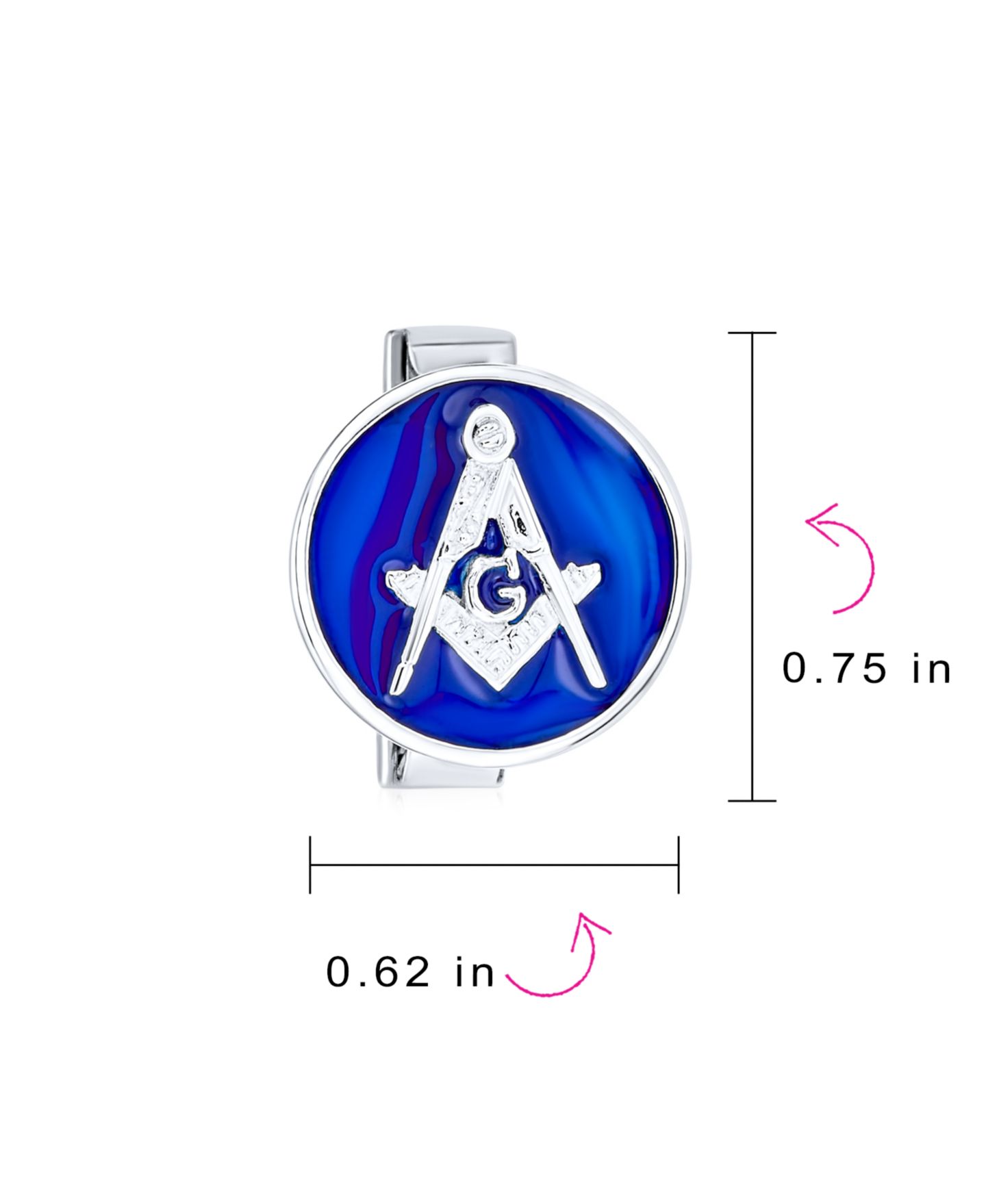 Мужские запонки Bling Jewelry Freemasons Compass Masonic Cufflinks Blue Enamel .925 Sterling Silver, цвет: Синий — фото 5