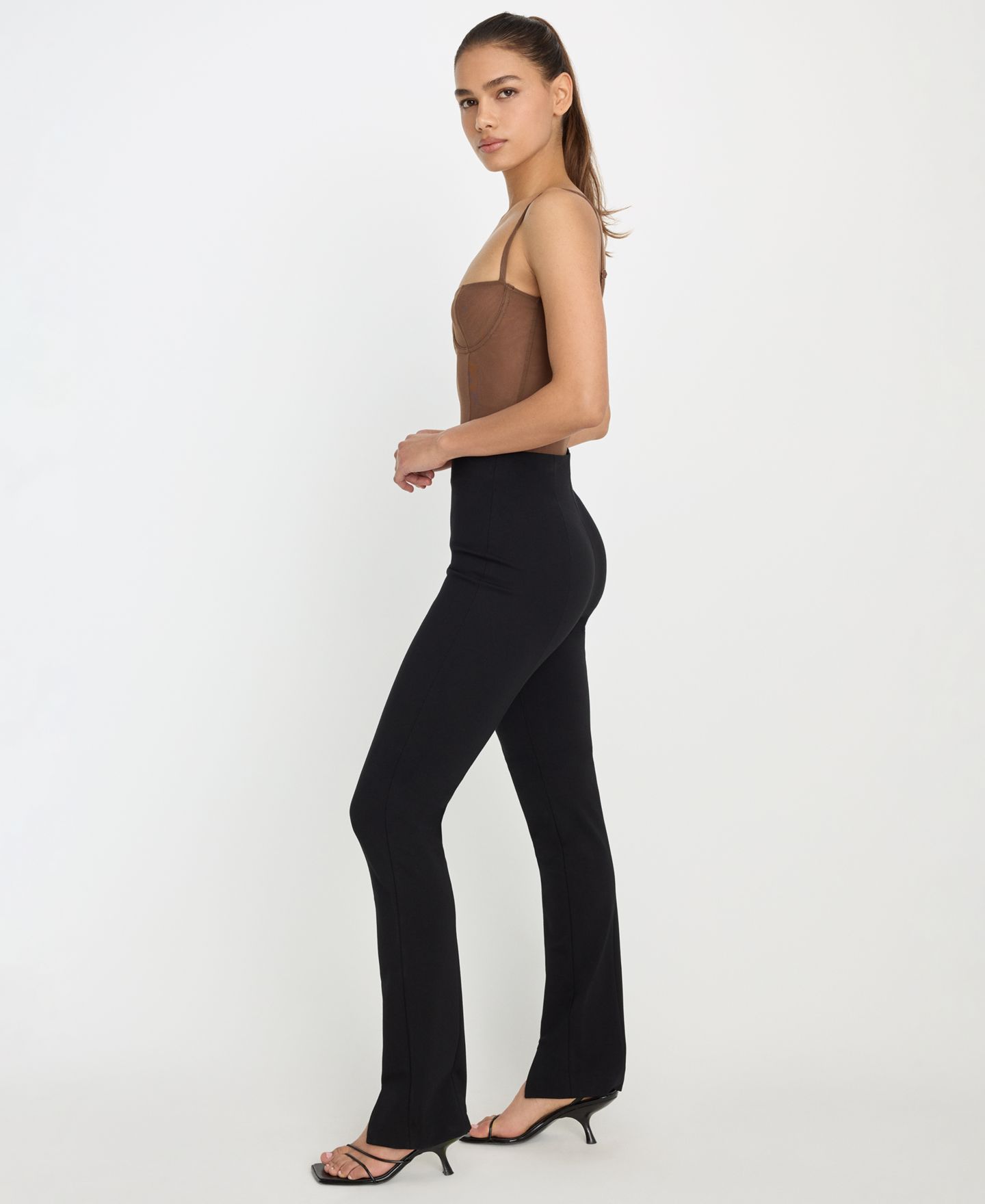 Женские брюки Good American Soft Stretch Slit Front, цвет: Чёрный — фото 3
