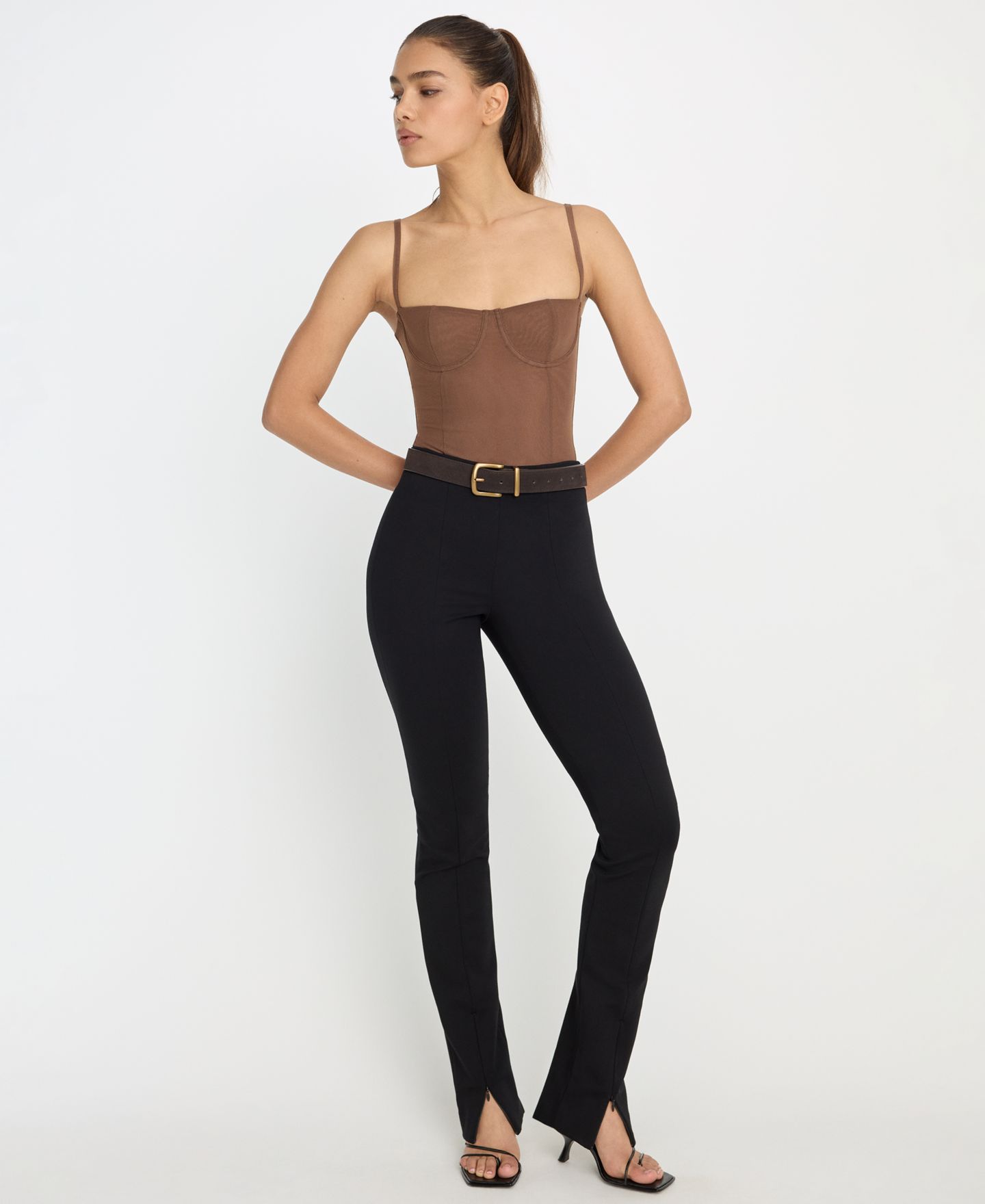 Женские брюки Good American Soft Stretch Slit Front, цвет: Чёрный — фото 2