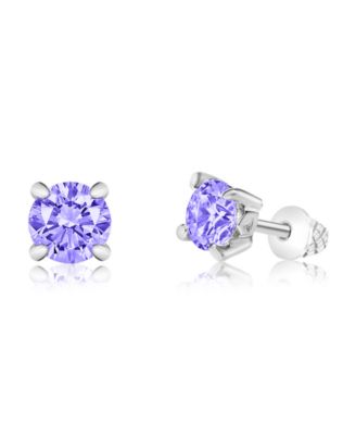 Girls /Girl/February Crystal White Gold Palladium Plating Screwstud Earring