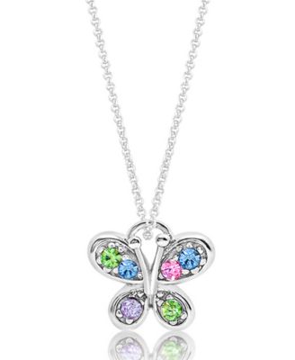 Girls /Girl/Butterfly Crystal White Gold Palladium Plating Necklace