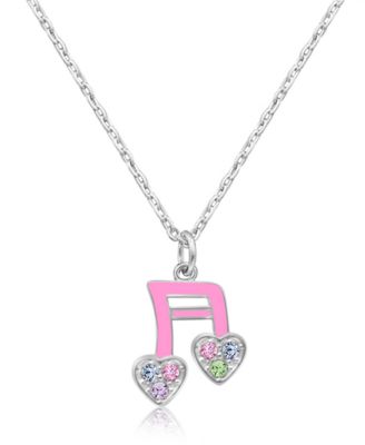 Girls /Girl/Pink Crystal White Gold Palladium Plating Necklace