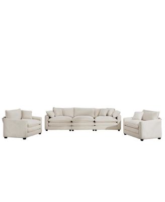 Luxurious Corduroy 3-Piece Sofa Set (2 Single, 1 Three-Seater)