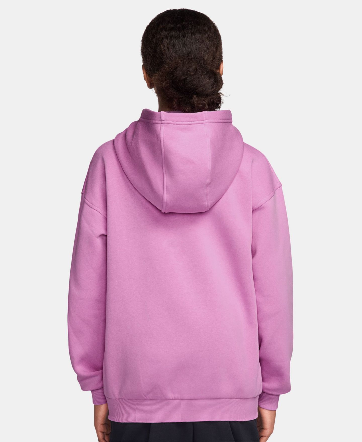 Худи Nike Sportswear Club Fleece Oversized Full-Zip для девочек, цвет: Светлый пурпурный / Белый — фото 3