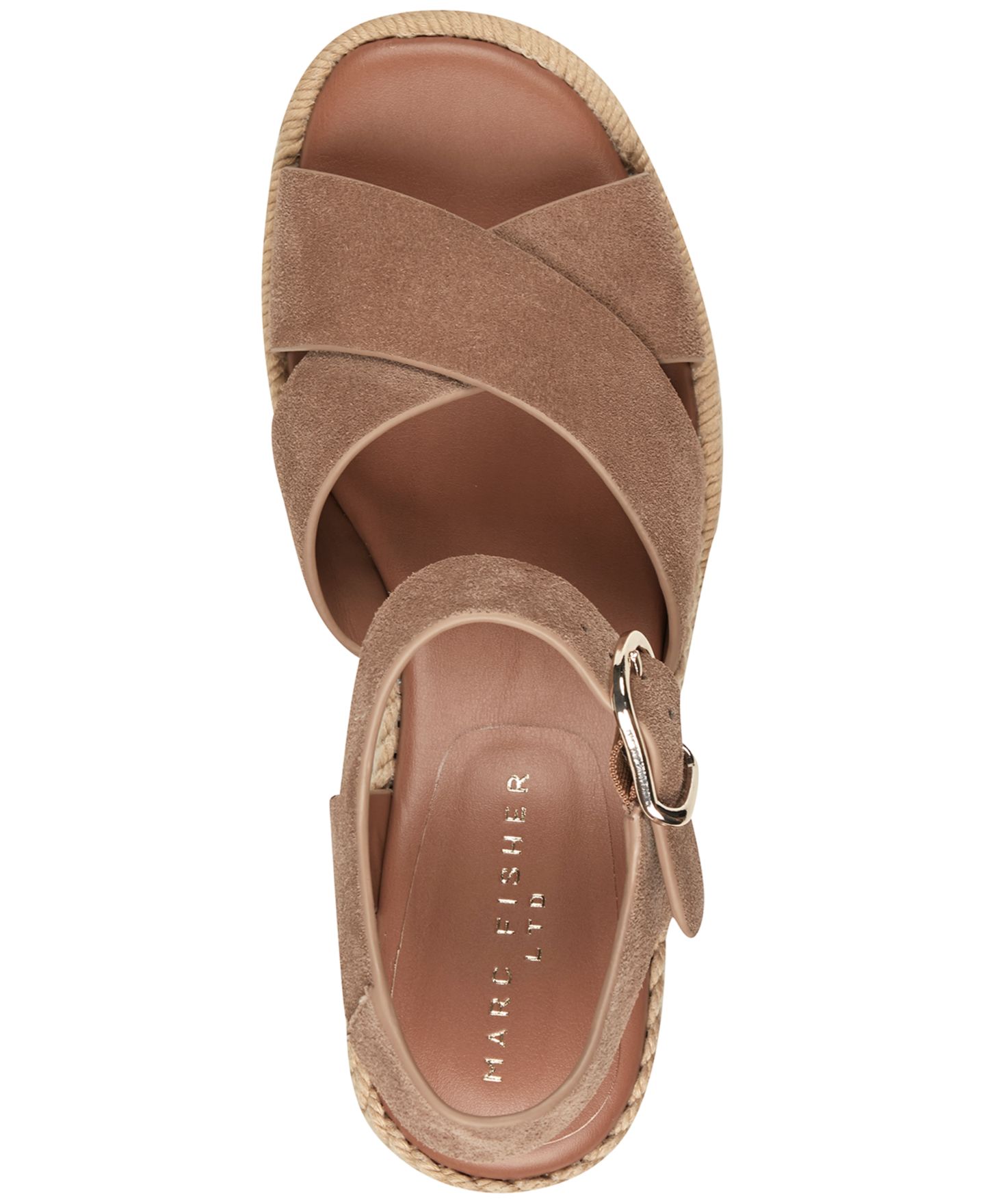 Женские сандалии Marc Fisher LTD Pasion Espadrille Platform Wedge, цвет: Коричневый замшевый — фото 4
