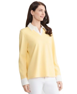 Petite Long-Sleeve Twofer Top