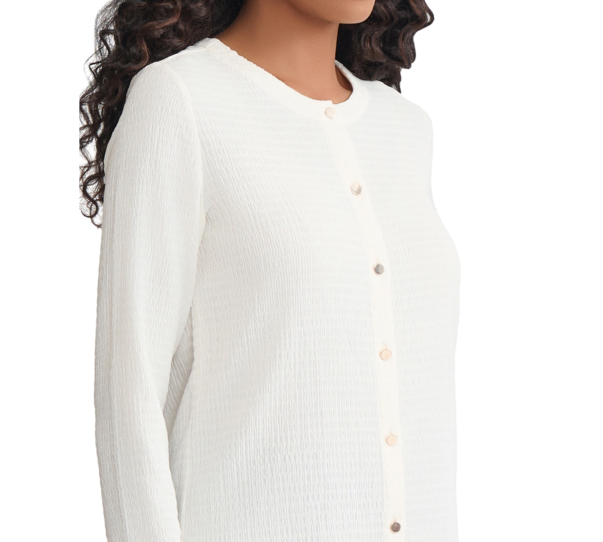 Jones New York Petite Long-Sleeve Button-Front Cardigan