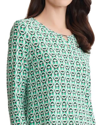 Petite Keyhole Printed Top