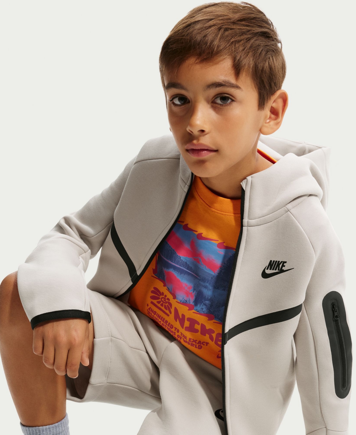 Nike Big Boys Sportswear Full-Zip Tech Fleece Hoodie