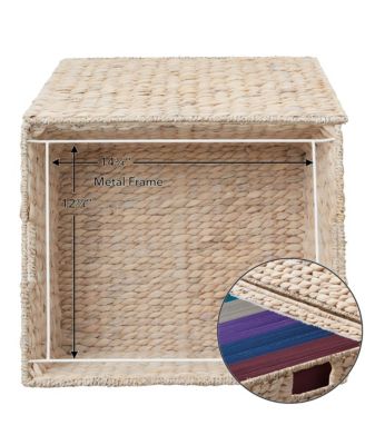 Rolling Filing Cabinet, Whitewash - Water Hyacinth Hanging File Folder Organizer on Wheels, Home Office Storage