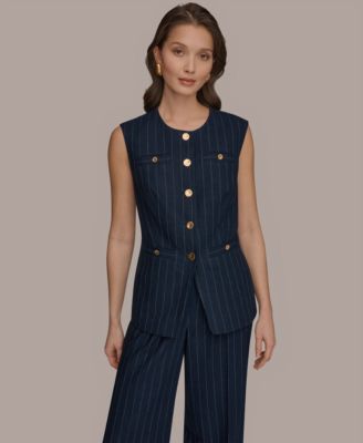 Women's Sleeveless Pinstripe Vest