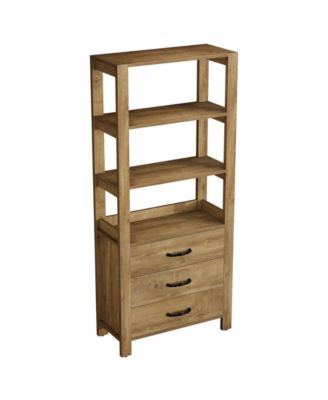 70.9" Tall Bookshelf with 3 Large Drawers, Wooden Bookcase with 3-Tier Open Shelf, Modern Freestanding Display Shelf Organizer