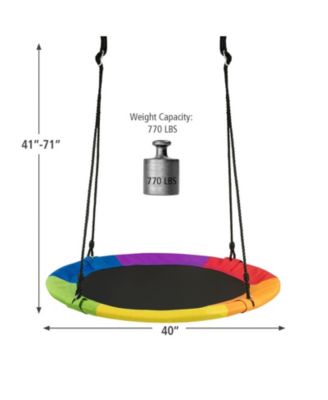 Round Tree Swing Seat for Kids with Adjustable Height Steel Frame and Durable Oxford Fabric