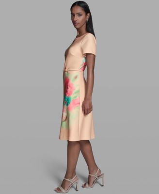 Women's Floral Placed A-Line Dress