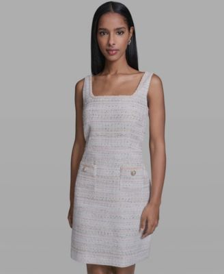 Women's Metallic A-Line Square Neck Dress