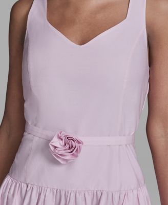 Women's Drop Waist Border Hem Midi Dress