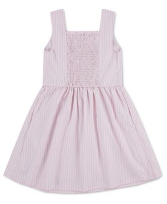 Girls' Faux Button Square Neck Mini Dress