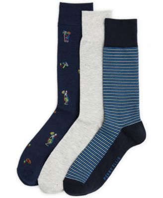 Men's Tropical Toucan Stripes Patterned Socks, 3-Pack