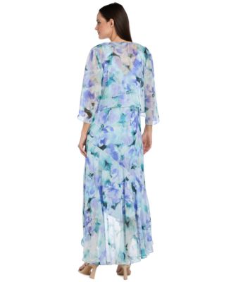 Women’s Printed 3/4-Length Sleeve Jacket and Maxi Dress, 2 Piece Set