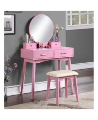 Liannon Contemporary Wood Vanity and Stool Set