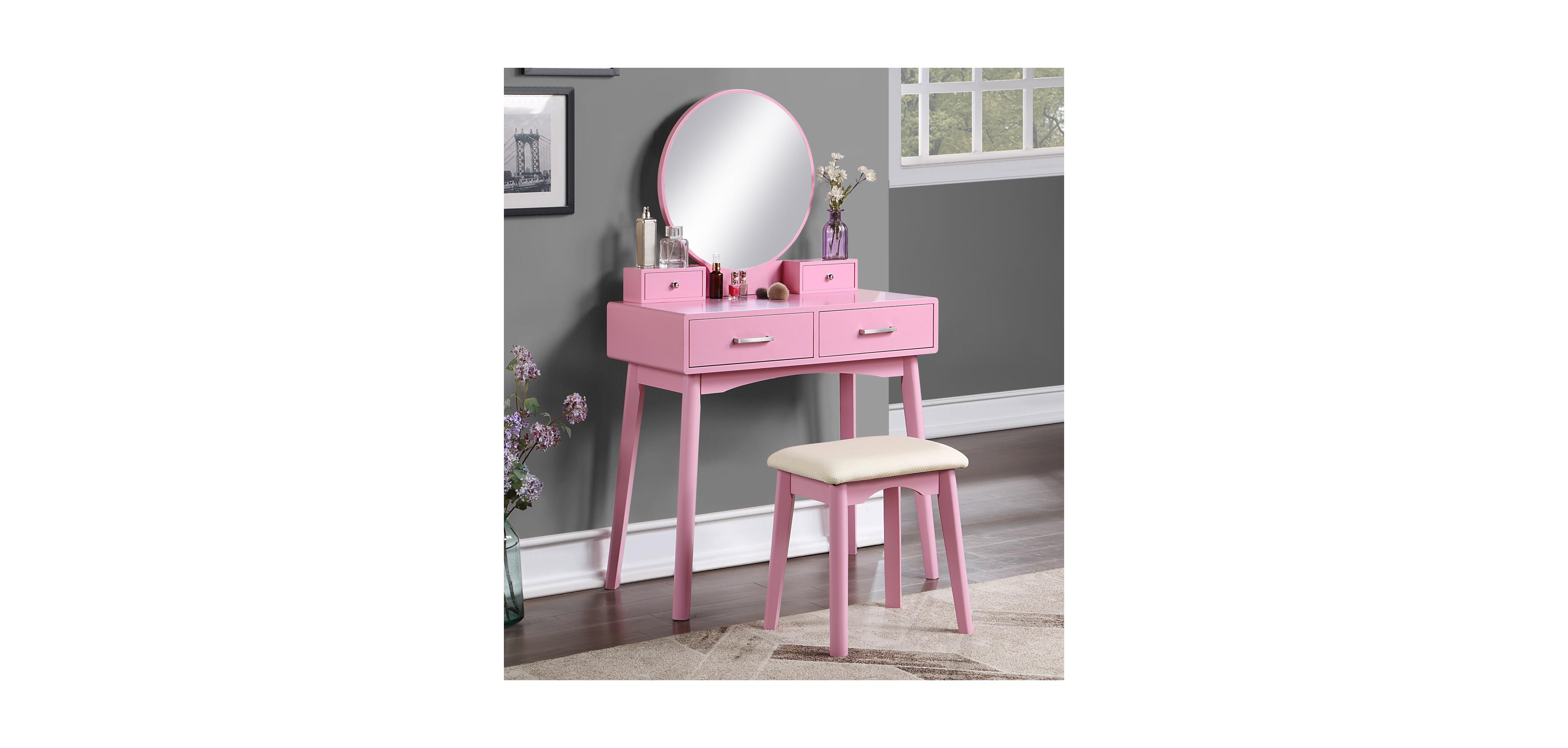 Streamdale Furniture Liannon Contemporary Wood Vanity and Stool Set