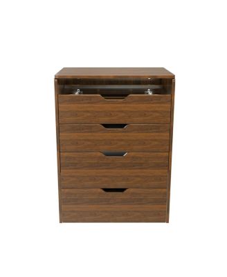 Streamdale 3-in-1 Vanity Desk with Lighted Mirror & Stool, Flip Top Makeup Dressing Table (Walnut