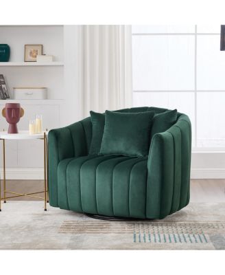 Upholstered Oversized 360° Swivel Accent Barrel Chair & Half Sofa