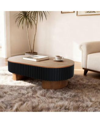 Elliptical coffee table with storage